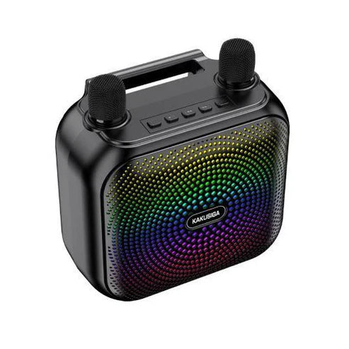 Rechargeable speaker, double microphone, led lights